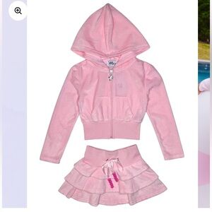 Lola & The Boys Pink Velour Hoodie & Skirt Set size 12